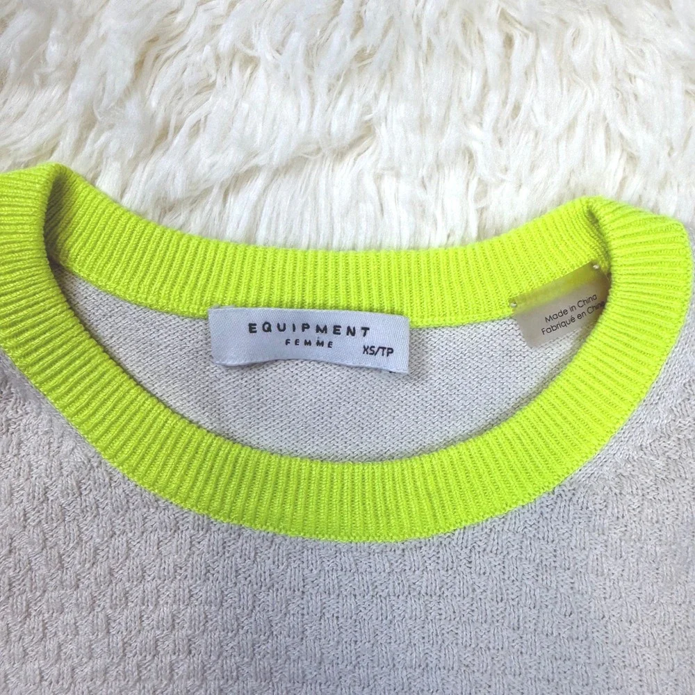 Equipment Sweater Womens XS Cream Cashmere Blend Cable Knit Preppy Luxury